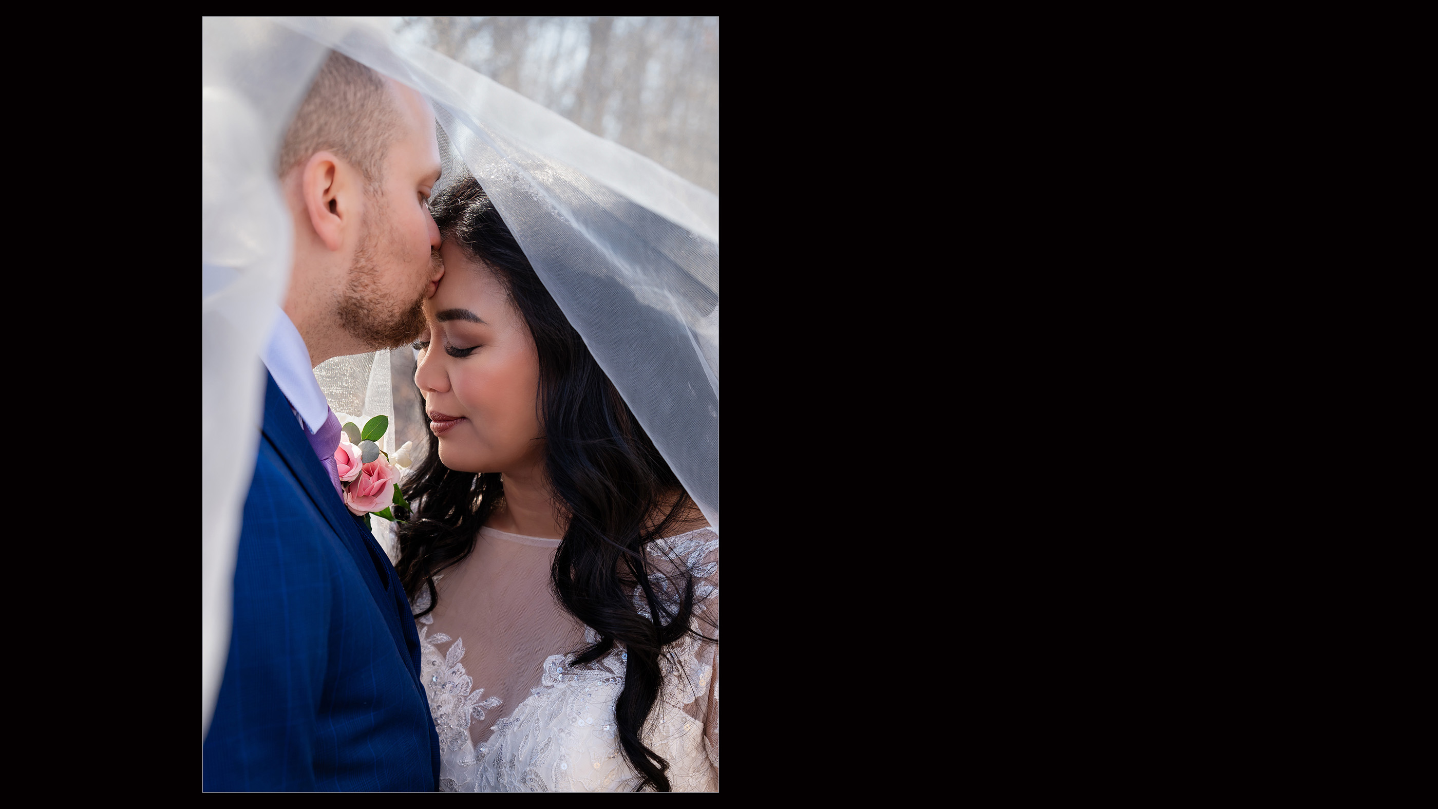 Wedding photographer, Wedding photographer near me, weddings, bride and groom , groom kisses head, under the veil shot.